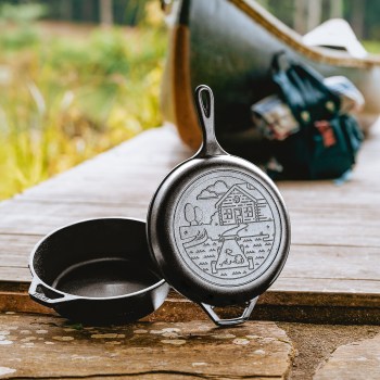 naczynie combo, Lodge Combo, Combo Cooker Lodge, Lodge Wanderlust, patelnia żeliwna, patelnia ognisko, patelnia żeliwna na indukcję, Lodge LCCWNDINT