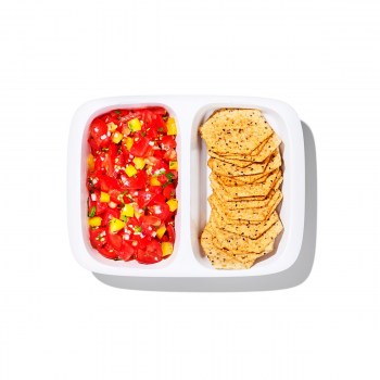 pojemnik dwukomorowy, lunchbox dwukomorowy, lunchbox z przegródką, pojemnik dwukomorowy, pojemnik na muesli i jogurt, śniadaniówka z przegródkami, 11302100MLNYK OXO, pojemnik na musli i jogurt