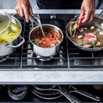 rondel KitchenAid, akcesoria KitchenAid, rondle KitchenAid, rondel z pokrywką stal nierdzewna KitchenAid, rondel stal nierdzewna, rondel ze stali nierdzewnej, Multi-Ply Stainless Steel KitchenAid, rondel 3-warstwowy, importer KitchenAid, wyłączny przedst