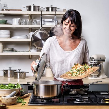 CC003575-001 KitchenAid, zestaw garnków KitchenAid, komplet garnków ze stali nierdzewnej, zestaw naczyń do gotowania