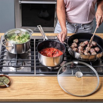 głęboka patelnia KitchenAid, CC005739-001 KitchenAid, patelnia ze stali nierdzewnej KitchenAid, patelnia z powłoką ceramiczną