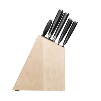noże w bloku, blok z nożami, kitchenaid KAG12STSNBXOBQ, kitchenaid 5057982000745, blok na noże, drewniany blok na noże, noże z japońskiej stali