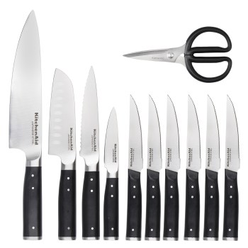 noże w bloku, blok z nożami, kitchenaid KAG12STSNBXOBQ, kitchenaid 5057982000745, blok na noże, drewniany blok na noże, noże z japońskiej stali