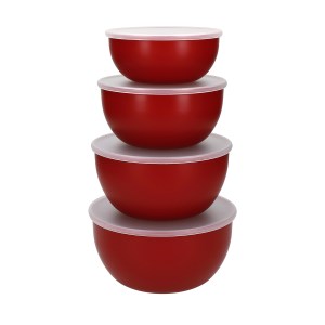 KitchenAid KQG176OSERE, miski z pokrywkami KitchenAid, zestaw misek KitchenAid, czerwone miski, miski kuchenne, miski do przechowywania