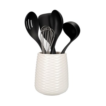 KitchenAid KQG561BXOBE, przybory kuchenne KitchenAid, akcesoria kuchenne KitchenAid, utensylia KitchenAid, akcesoria z pojemnikiem, łopatka kuchenna, kitchenaid 5057982067724, kitchenaid na prezent