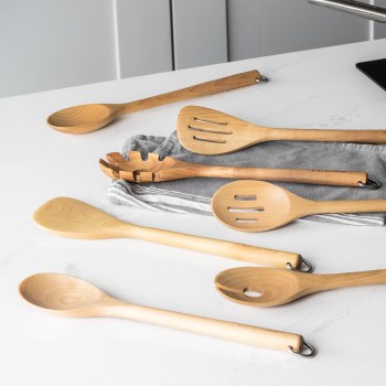 drewniana łyżka, łyżka kuchenna drewniana,drewniana łyżka do mieszania, łyżka KitchenAid drewno, KQR703OHE KitchenAid