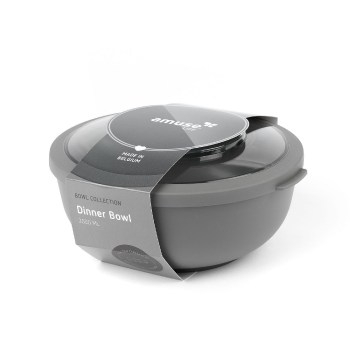 miska kuchenna 2L, szara miska, miska BPA Free, miska z pokrywką, lunchbox, pojemnik na przekąskę, miska Amuse Life A-000296
