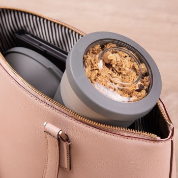 pojemnik na jogurt, pojemnik na muesli, pojemnik BPA free, Amuse A-000328, miseczka na jogurt, pojemnik ze sztućcem, 