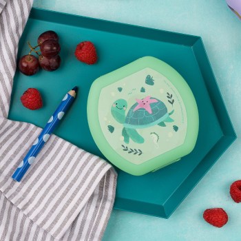 pudełko na przekąski, pojemnik na przekąskę, Amuse pojemnik, Amuse A-000360, z grafiką żółwia, pojemnik certyfikat do kontaktu z żywnością,