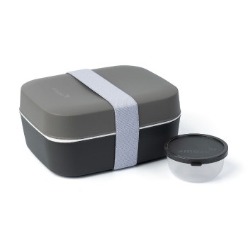 lunchbox 3 w 1, pojemnik na posiłek do pracy, atracytowy lunchbox, lunchbox BPA Free, lunchbox z pojemnikiem na sos, Amuse Lunchbox A-000395, pojemnik na kanapki, pojemnik na sałatkę