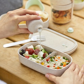 0301030V19M017 lunchbox Lekue Organic To Go, lunchbox dwupoziomowy, lunchbox do mikrofalówki, śniadaniówka, pojemnik na drugie śniadanie, pojemnik na lunch, Lekue Organic, kanapnik