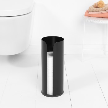 brabantia, renew, zasobnik do papieru toaletowego, pojemnik na papier toaletowy, czarny pojemnik na papier toaletowy, czarny zasobnik do papieru toaletowego, stojący pojemnik do papieru toaletowego