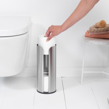 brabantia, renew, zasobnik do papieru toaletowego, pojemnik na papier toaletowy, stalowy pojemnik na papier toaletowy, stalowy zasobnik do papieru toaletowego, stojący pojemnik do papieru toaletowego