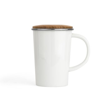 kubek porcelanowy, kubek porcelanowy z pokrywką, kubek z zaparzaczem, kubek porcelanowy biały