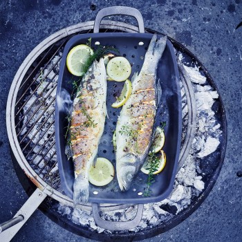 taca na grilla, taca grillowa BBQ, taca grillowa wysoka, grillroaster perforowany, CC002835-001 BK, taca do grillowania, taca grillowa stal węglowa, taca grillowa wielorazowa