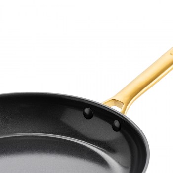 patelnie ceramiczne GreenPan CC005367-001, zestaw patelni ze złotymi uchwytami, limitowana kolekcja, czarne patelnie, powłoka Thermolon