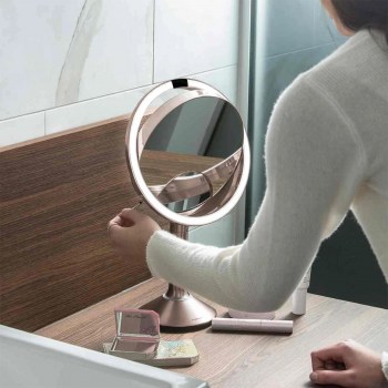 lustro powiększenie 5-krotne, lustro powiększenie x 10, lusterko kosmetyczne, lusterko sensorowe simplehuman, lusterko 20 cm, lusterko simplehuman, lusterko do makijażu led, lusterko podświetlane do makijażu, lusterko powiększające, podświetlane lusterko